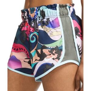 Nike Dri-FIT Women Running Shorts Multi Color Japanese Wave Print Size M